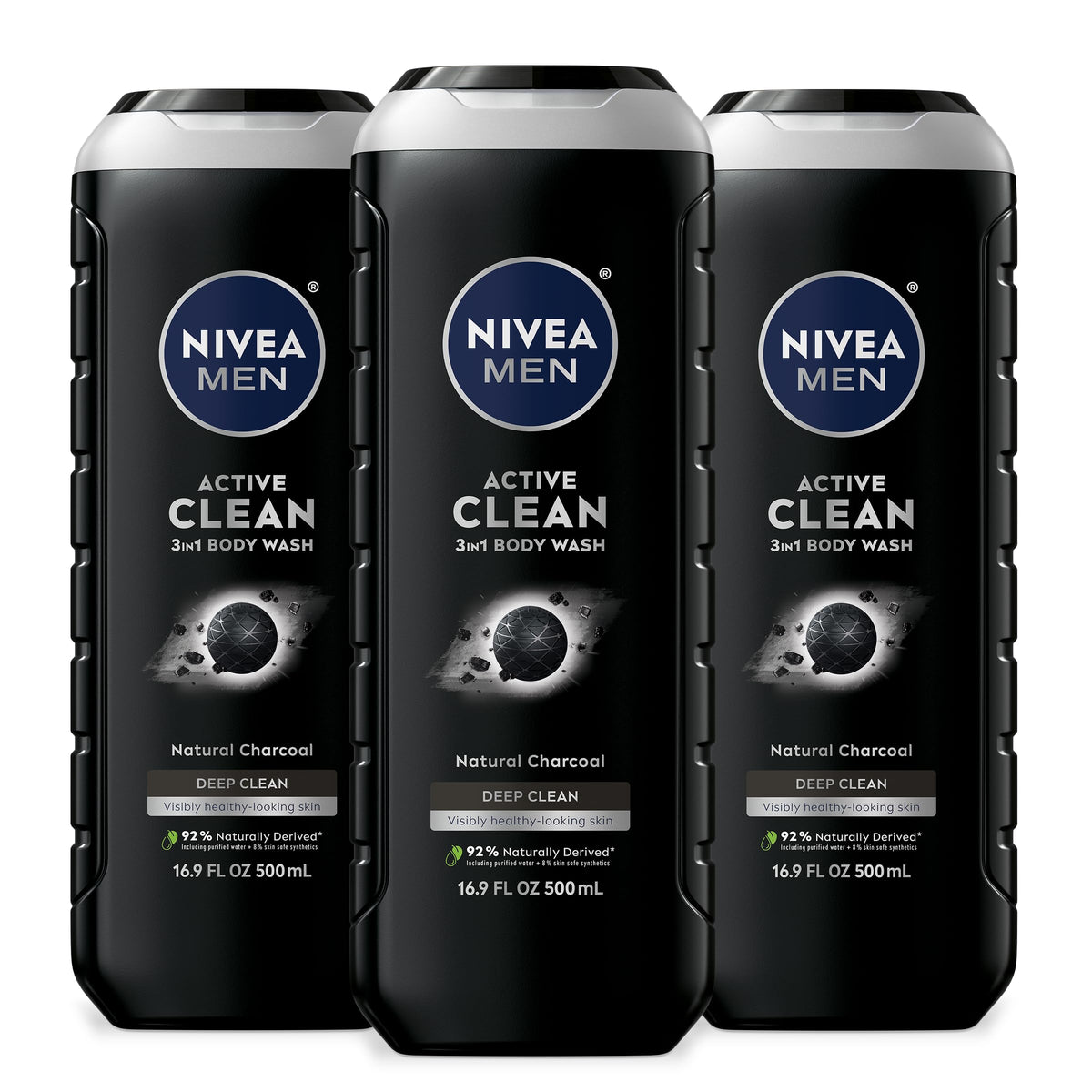NIVEA MEN botella limpiador con carbón activado para limpieza profunda.