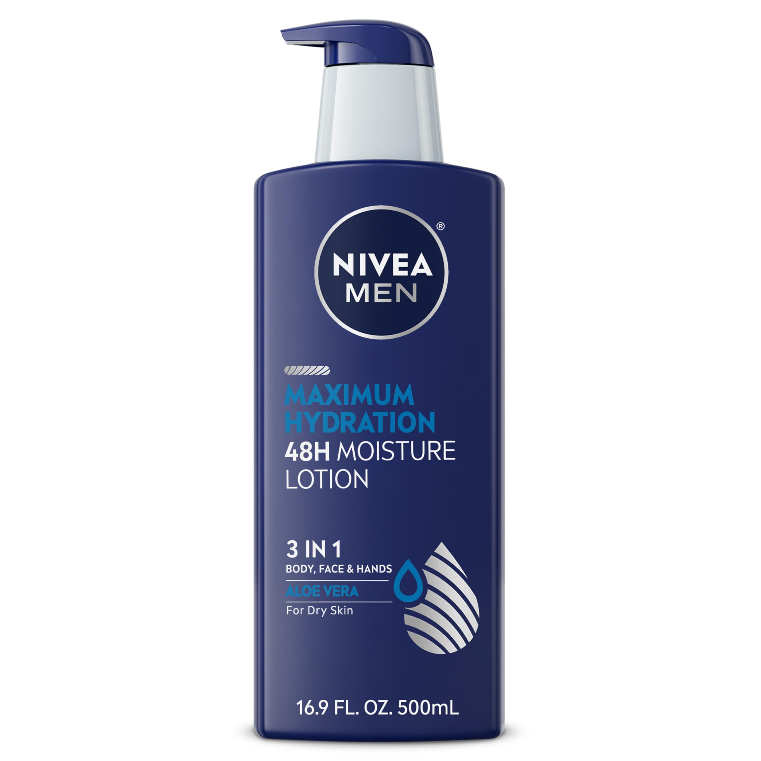 NIVEA MEN Hidratación Máxima, botella con dispensador, hidratación de 500 ml para todo el cuerpo.