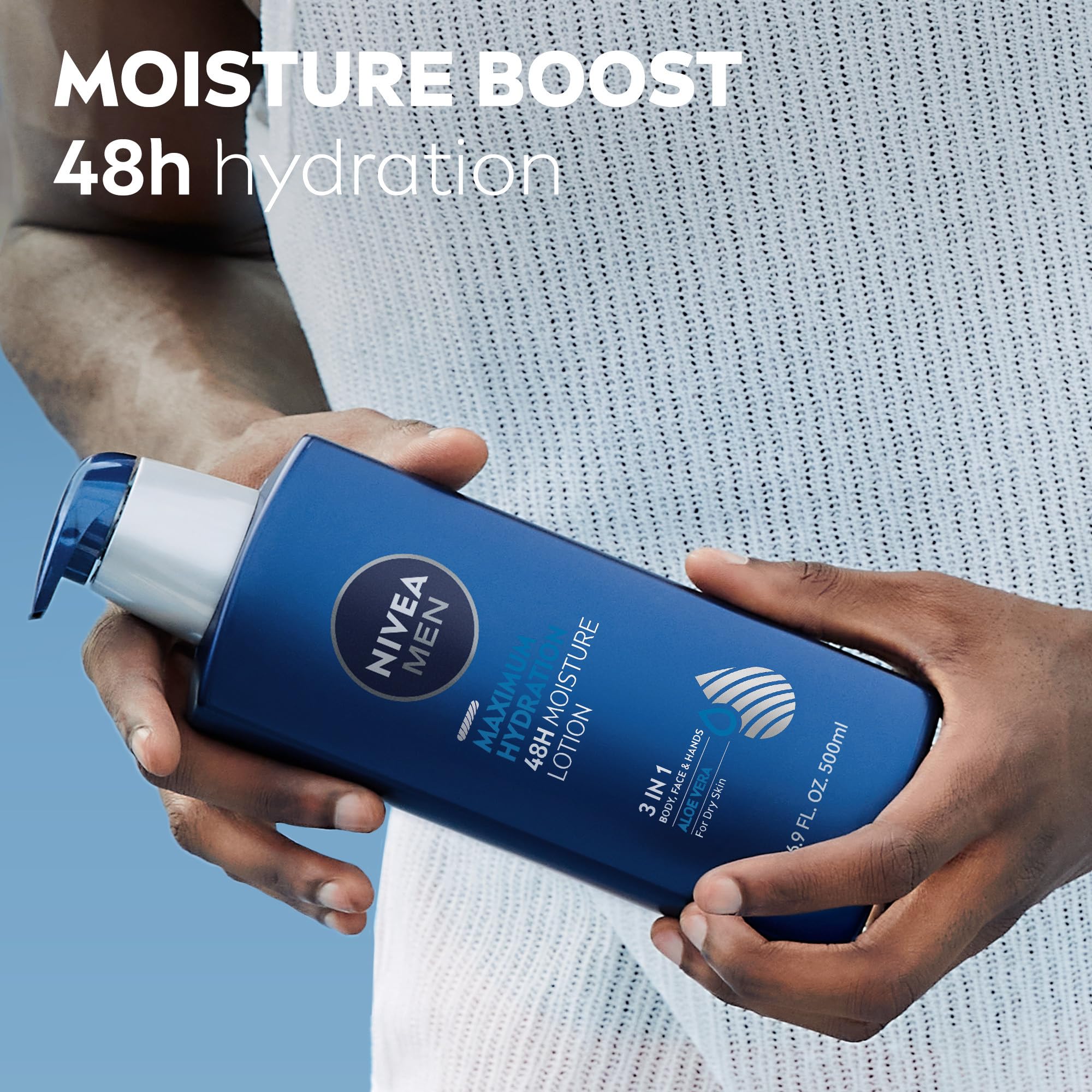 Probado dermatológicamente, NIVEA MEN Hidratación Máxima cuida la piel diaria.