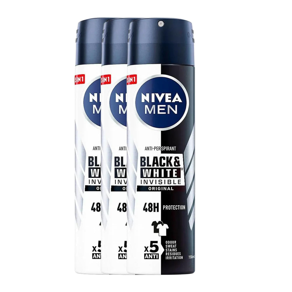 NIVEA Men Invisible frente al spray: protección 48h y aroma fresco.