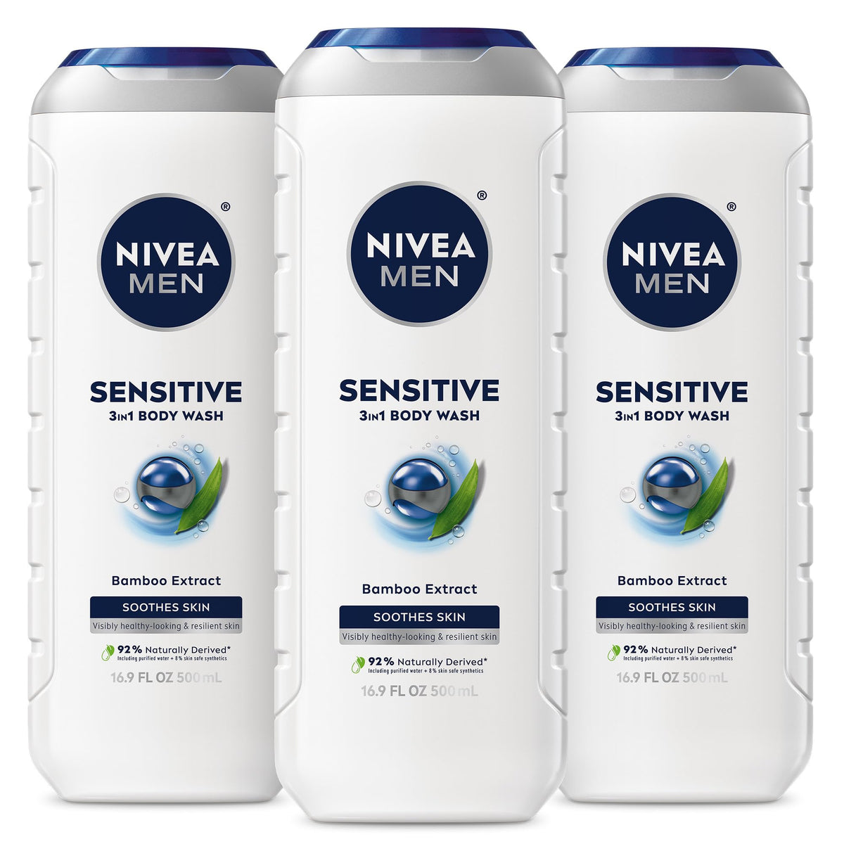Gel de ducha NIVEA MEN Sensitive en botella, limpieza suave para piel sensible