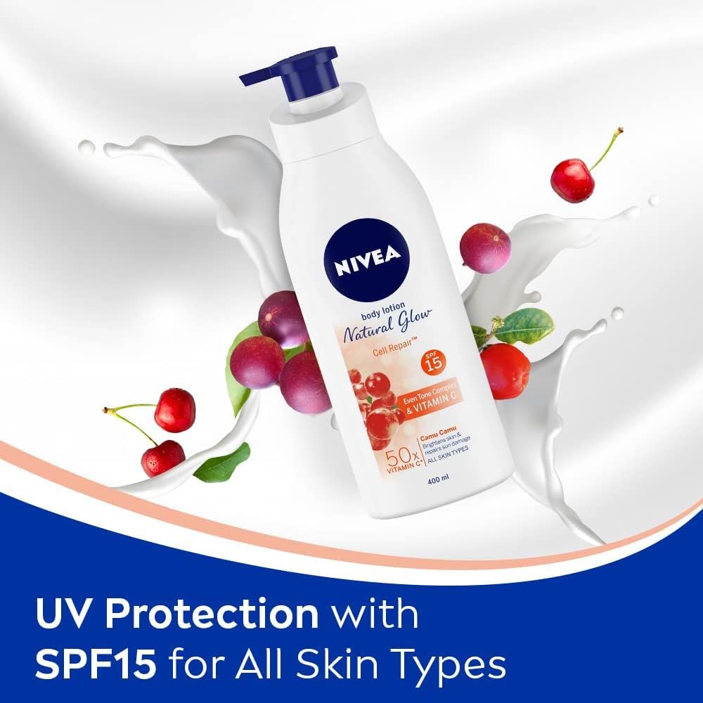 NIVEA Natural Glow Cell Repair Lotion Vitamin C label suggests brightening potential