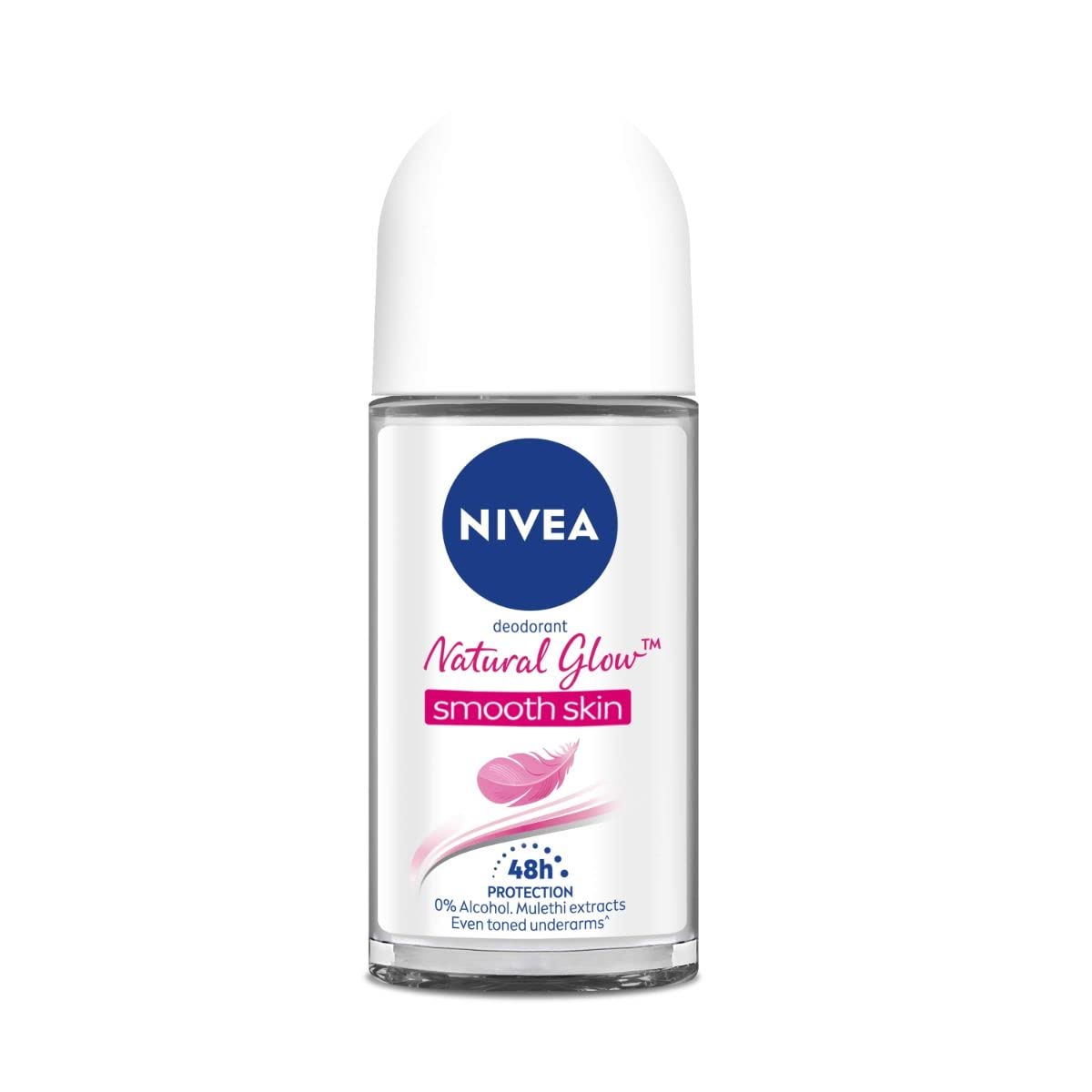 NIVEA Natural Glow Desodorante en Rodillo, botella de 50 ml para uso diario.