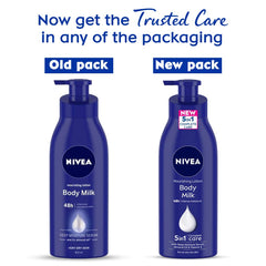 NIVEA Nourishing Lotion Body Milk applied to forearm for lasting softness.