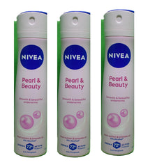 NIVEA Pearl & Beauty desodorante spray sobre botella, sensación suave y fresca.