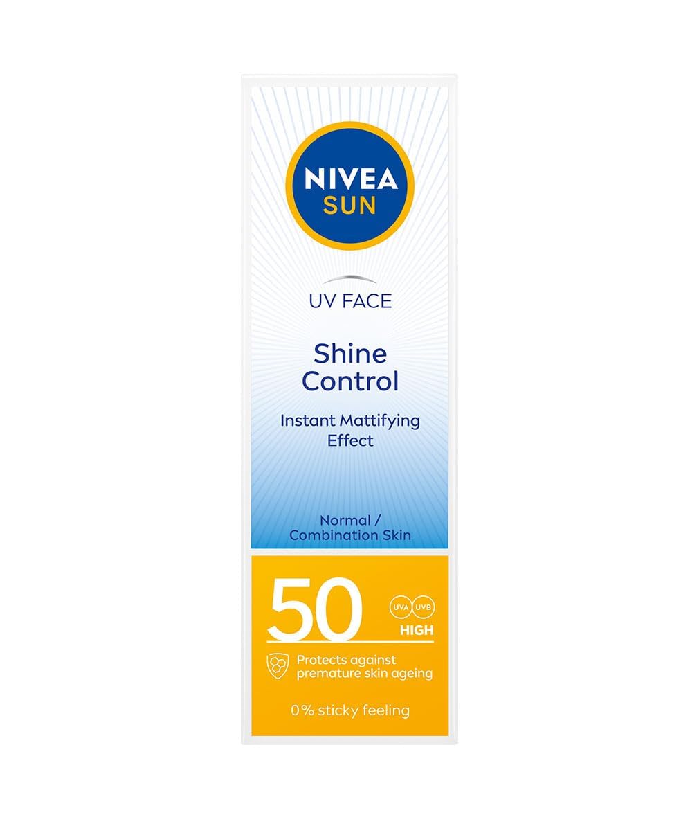 NIVEA protección solar facial SPF50 para acabado mate y piel fresca.