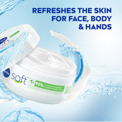 NIVEA Soft crema hidratante, absorción rápida para piel fresca.