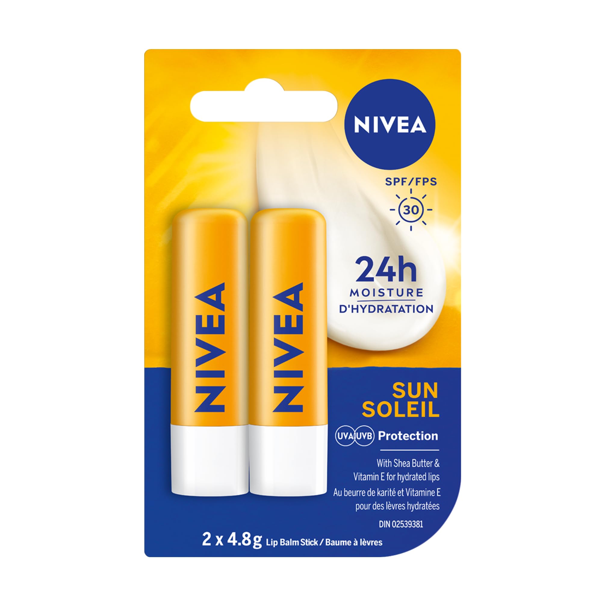 NIVEA Balsamo labial SPF30 dúo en empaque compacto para protección solar