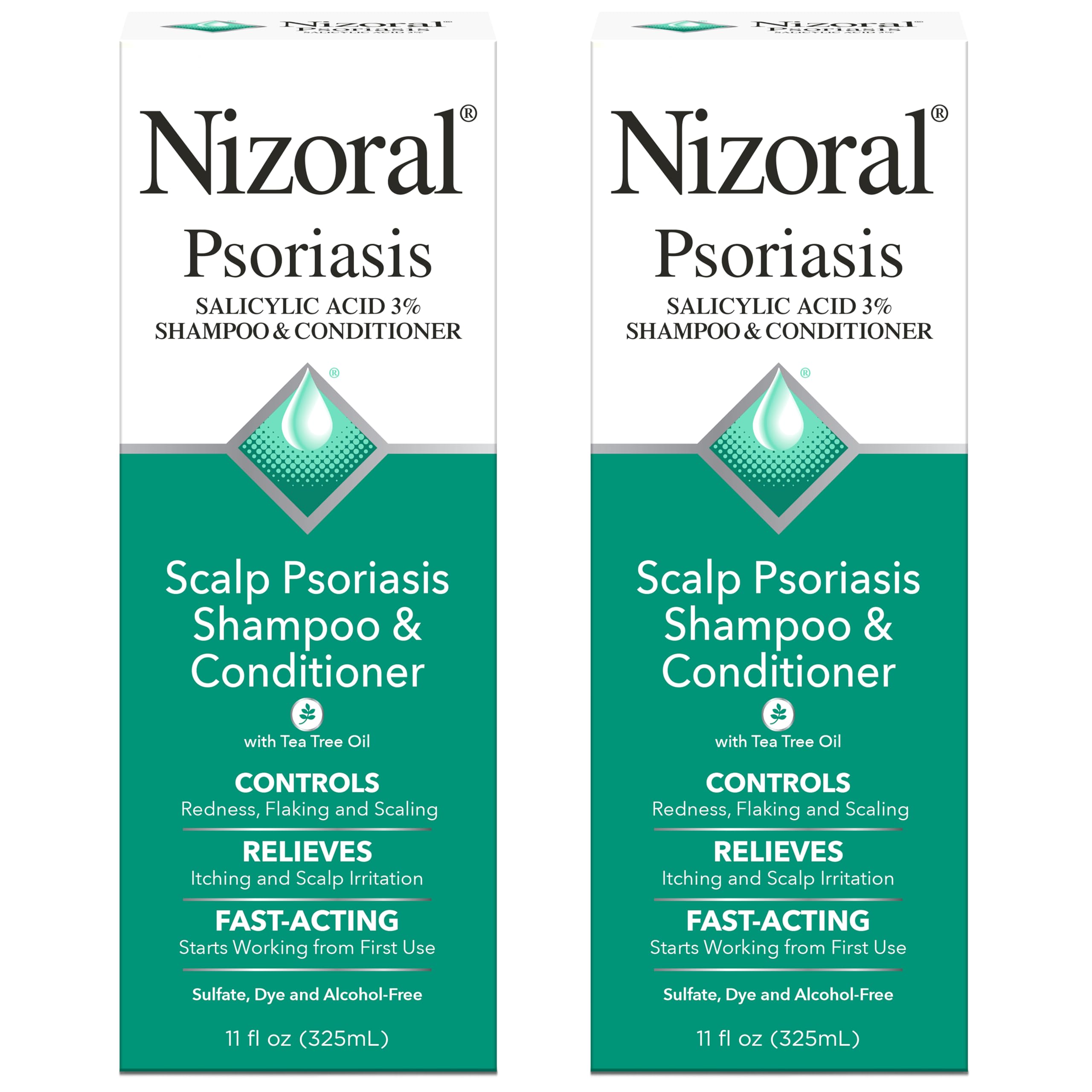 Nizoral psoriasis shampoo muestra la botella, alivio potencial del picor e irritación.