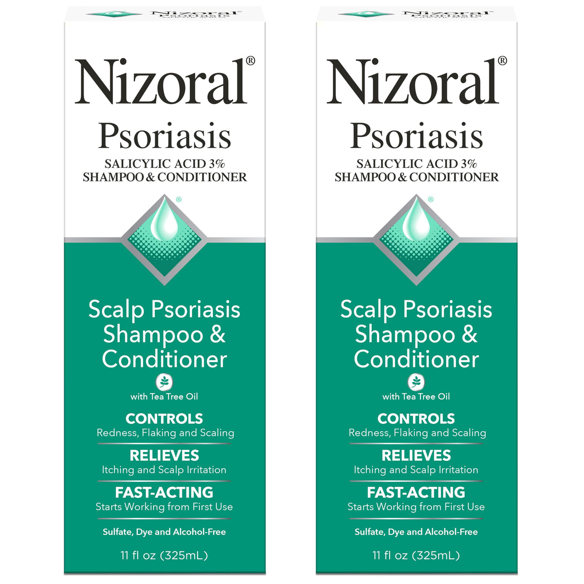 Nizoral psoriasis shampoo muestra la botella, alivio potencial del picor e irritación.