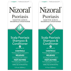Nizoral psoriasis shampoo muestra la botella, alivio potencial del picor e irritación.