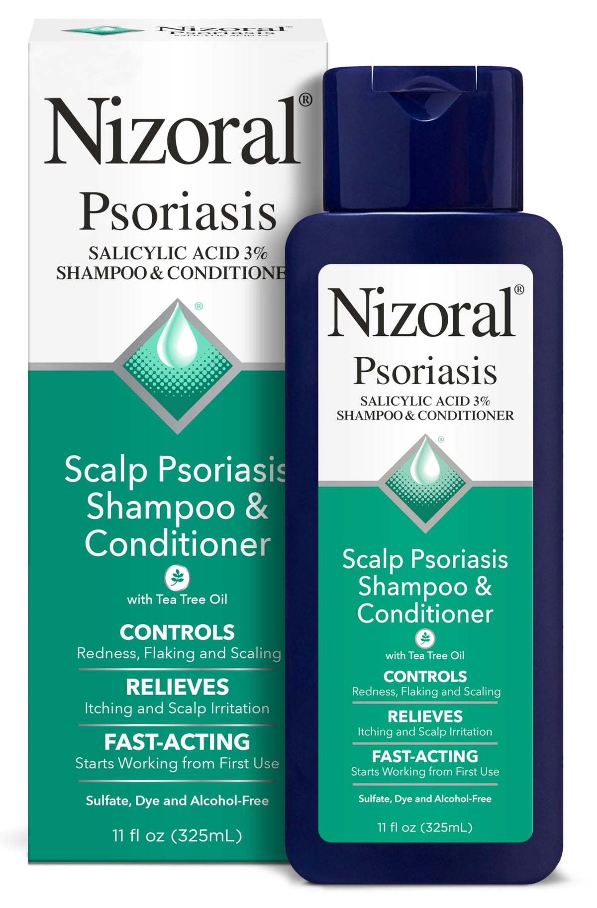 Nizoral Psoriasis: champú en botella con espuma densa para limpieza suave.