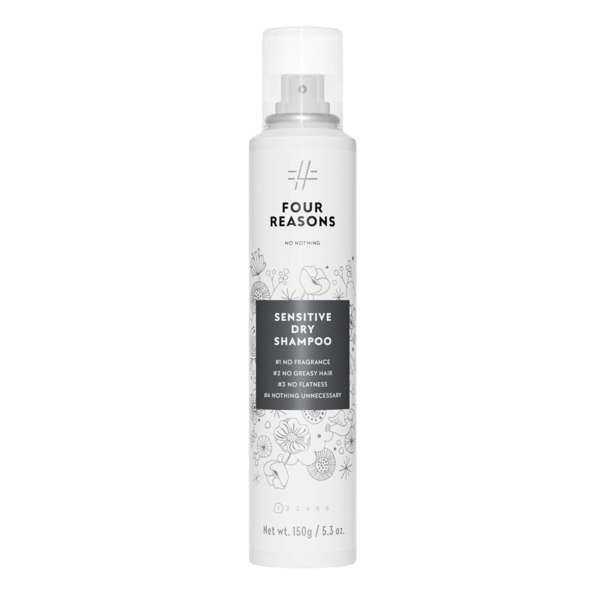 No Nothing Shampoo Seco Muy Sensible, acabado claro y sin fragancia.