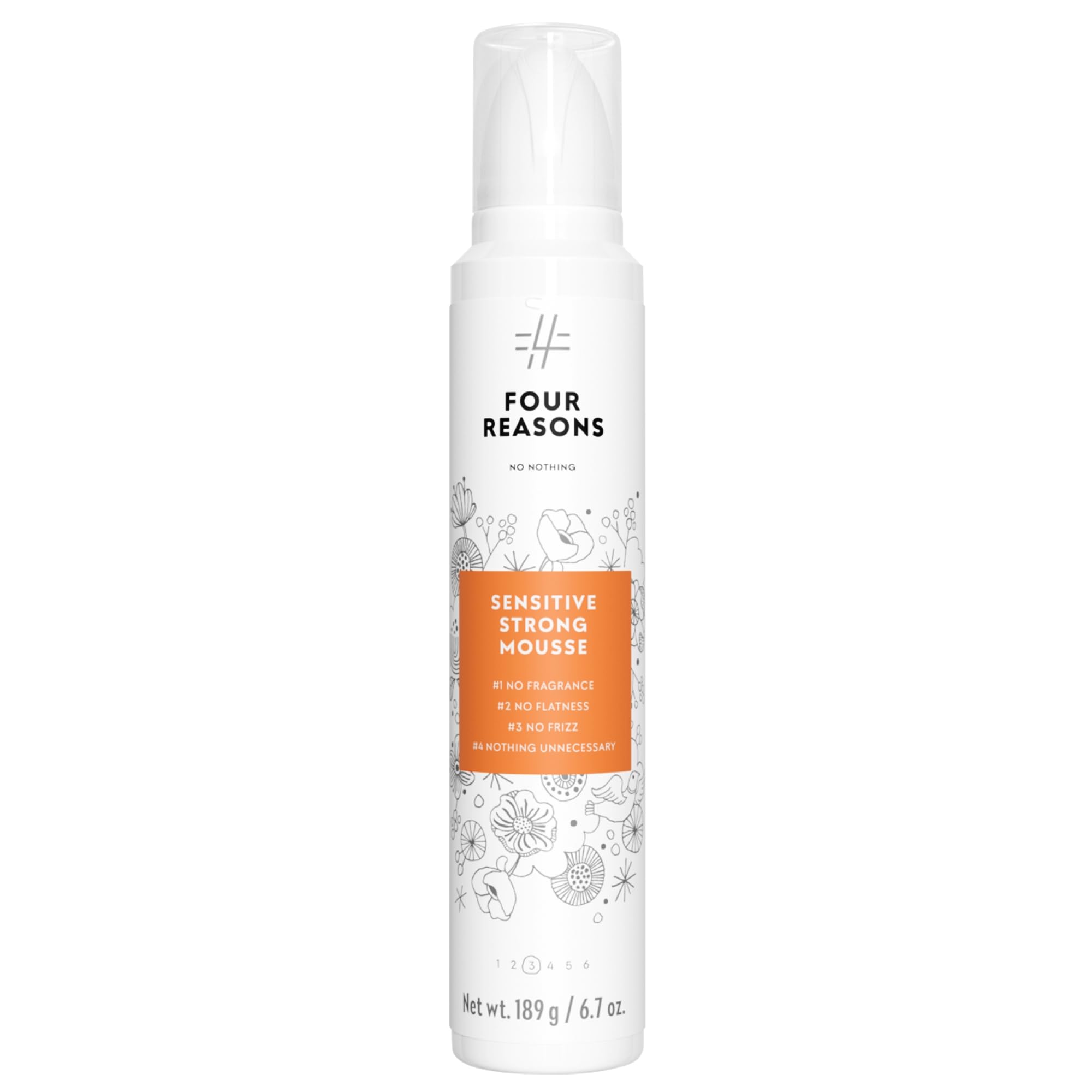 No Nothing Very Sensitive Strong Mousse – bouteille prête à l’emploi, montre le packaging sans parfum.