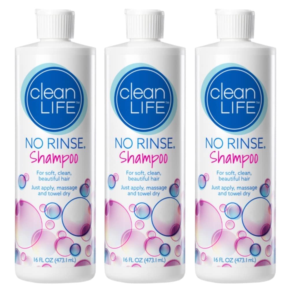 No-Rinse Shampoo 16oz bottle pour shows rinse-free cleansing and convenience.