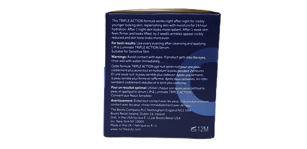 No.7 application on cheek, Lift & Luminate smooth texture for daily use.