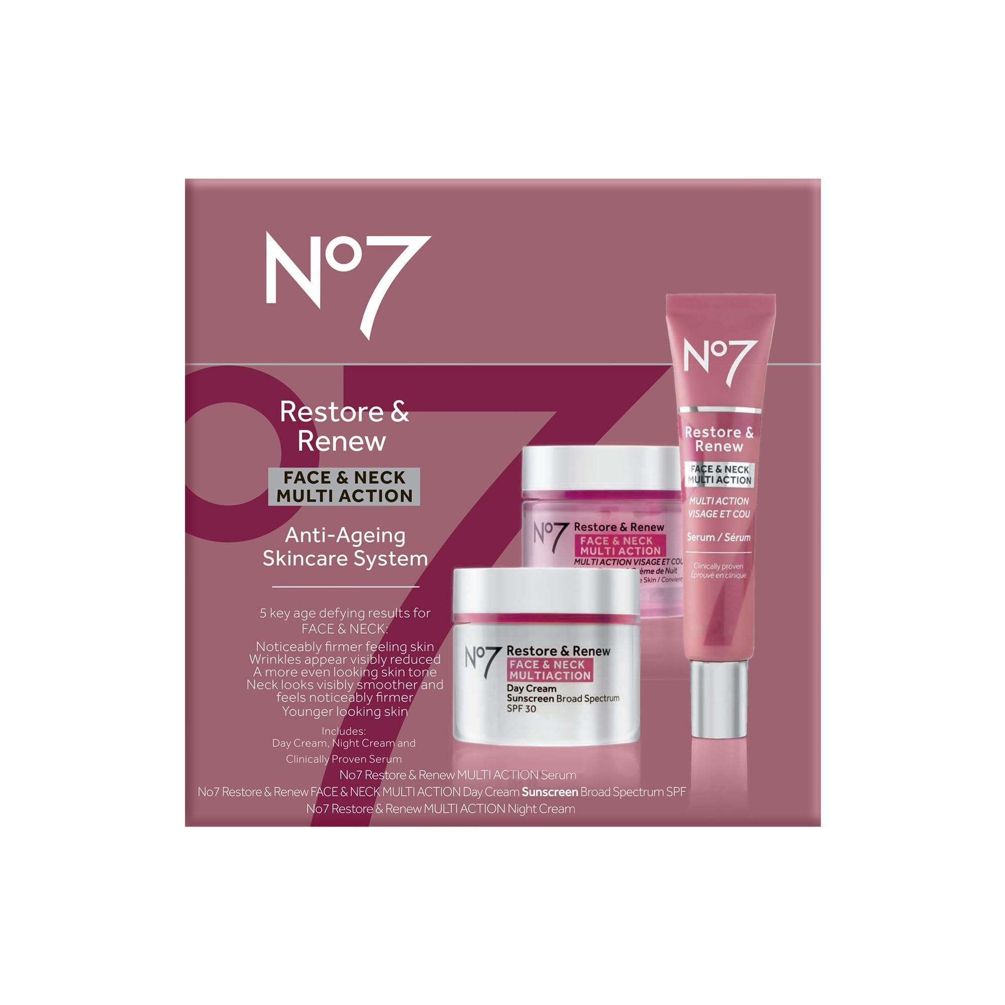 No7 crema-dia SPF30 hidrata y protege la piel para un aspecto radiante.