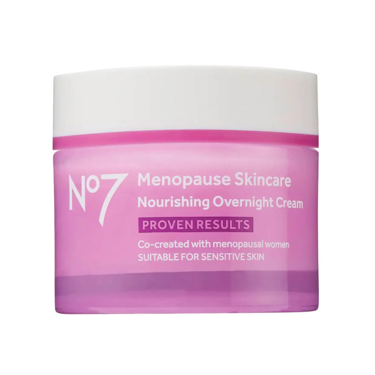 No7 crema nocturna para menopausia, textura cremosa que hidrata durante la noche.