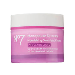 No7 crema nocturna para menopausia, textura cremosa que hidrata durante la noche.