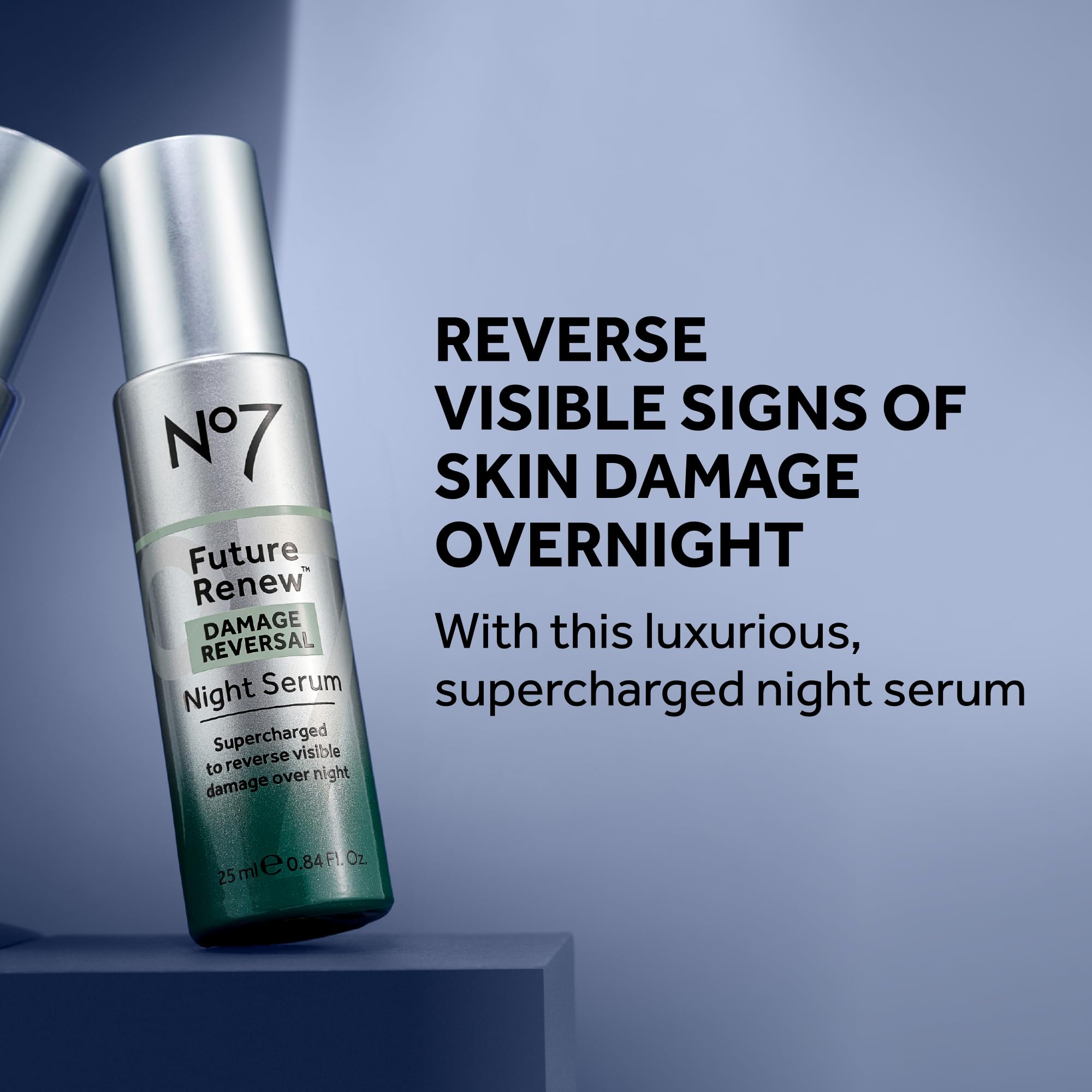 No7 Future Renew Night Serum texture close-up for a silky, smooth finish.
