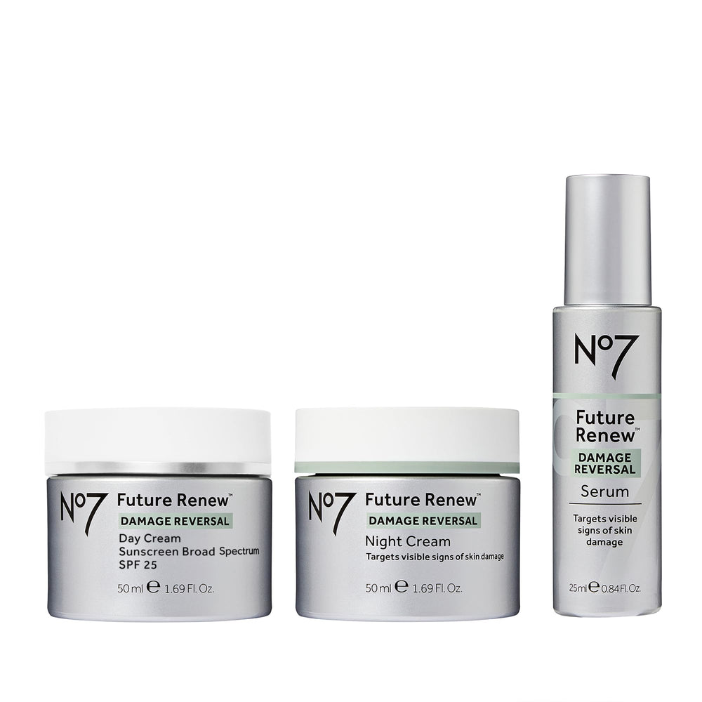 No7 Future Renew serum, frasco con absorción rápida para piel radiante
