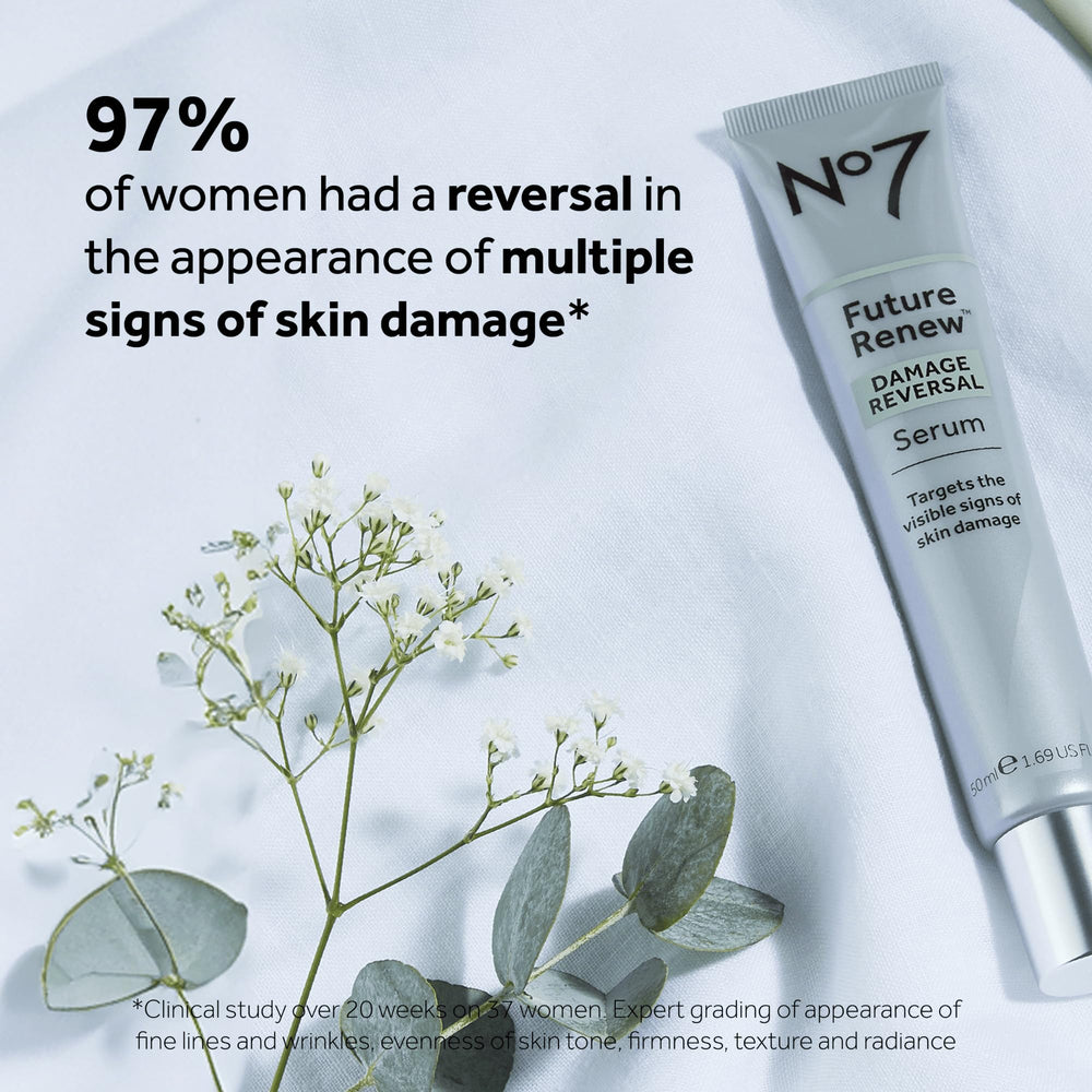 No7 Future Renew serum on hand demonstrating quick absorption