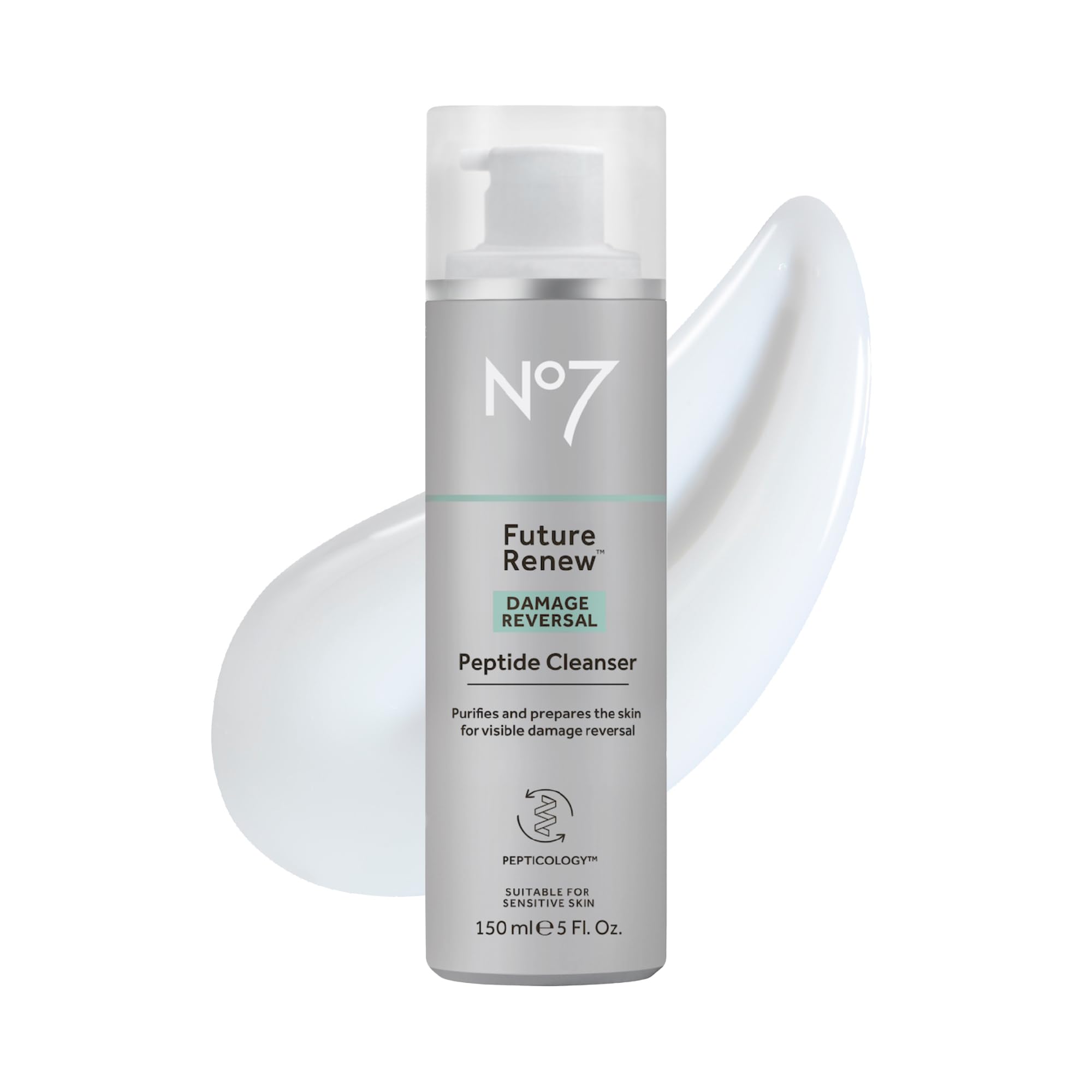 No7 Future Renew péptido limpiador facial en botella para limpieza suave y reparadora