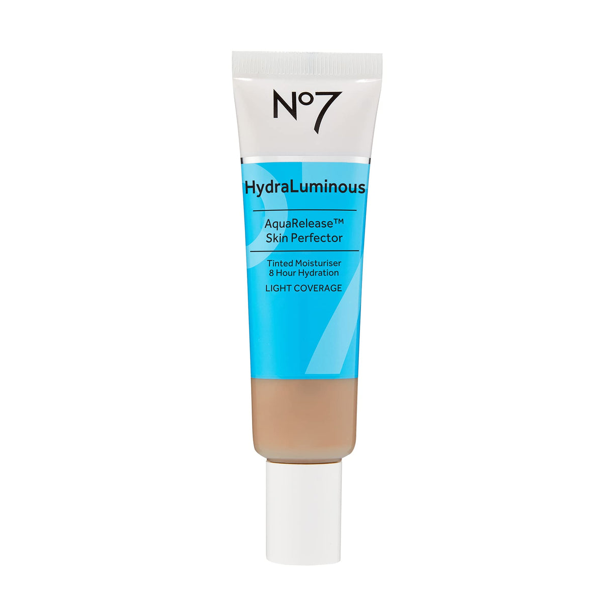 No7 HydraLuminous Skin Tint en aplicación suave para hidratación de larga duración.