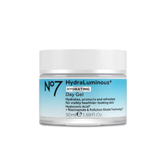 No7 HydraLuminous, bote gel hidratante para hidratación diaria.