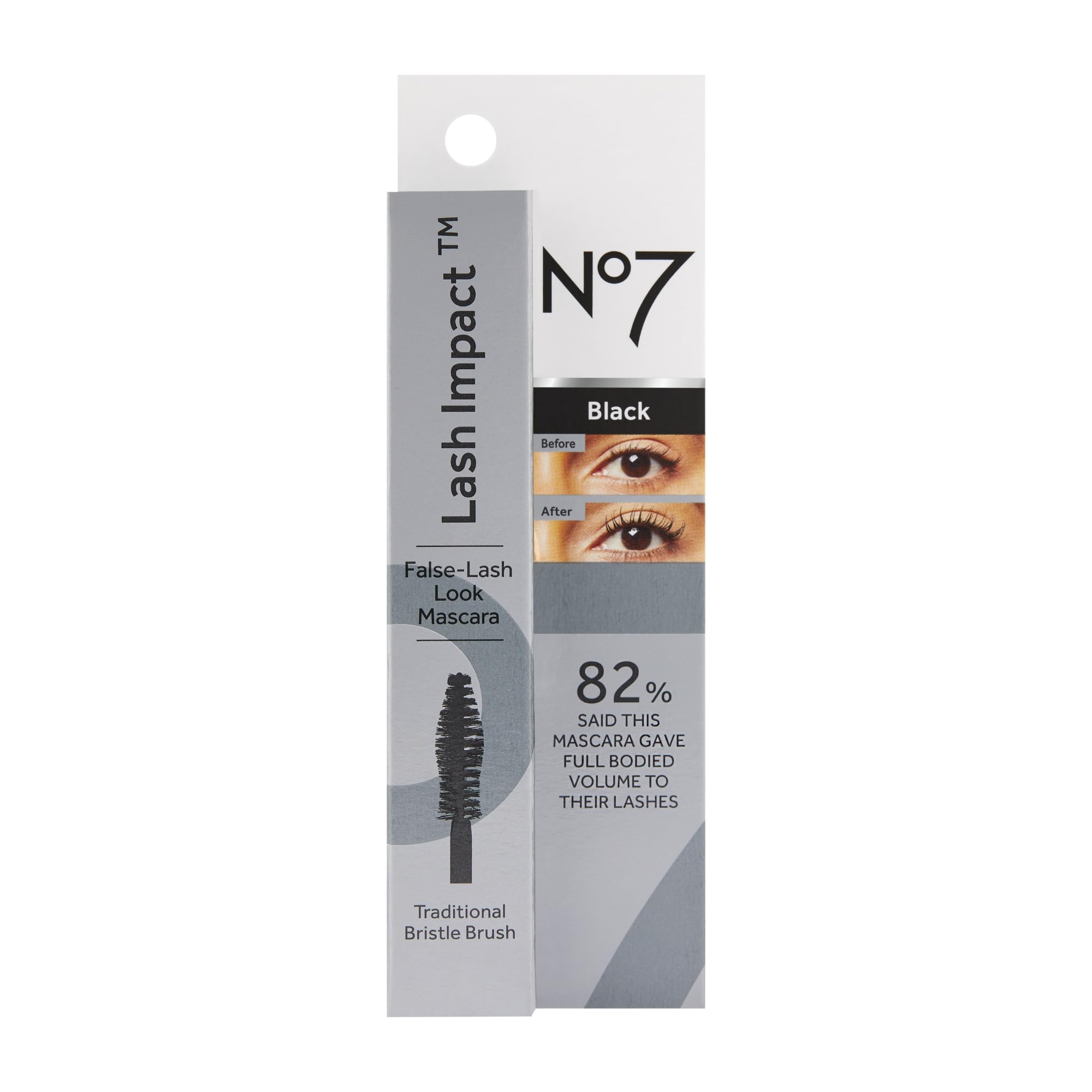 No7 Lash Impact Máscara ayuda a definir y alargar sin grumos.