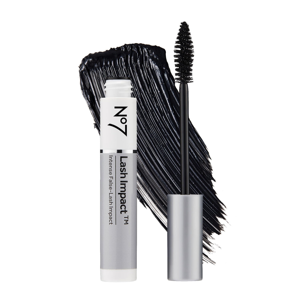 No7 Lash Impact Máscara con aplicador cono grande facilita aplicación suave y definida.