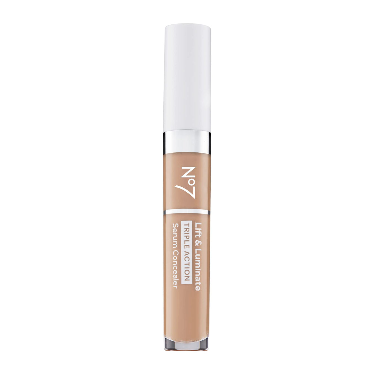 No7 Lift & Luminate concealer en tubo de 8 ml para cubrir manchas y ojeras con radiancia suave.