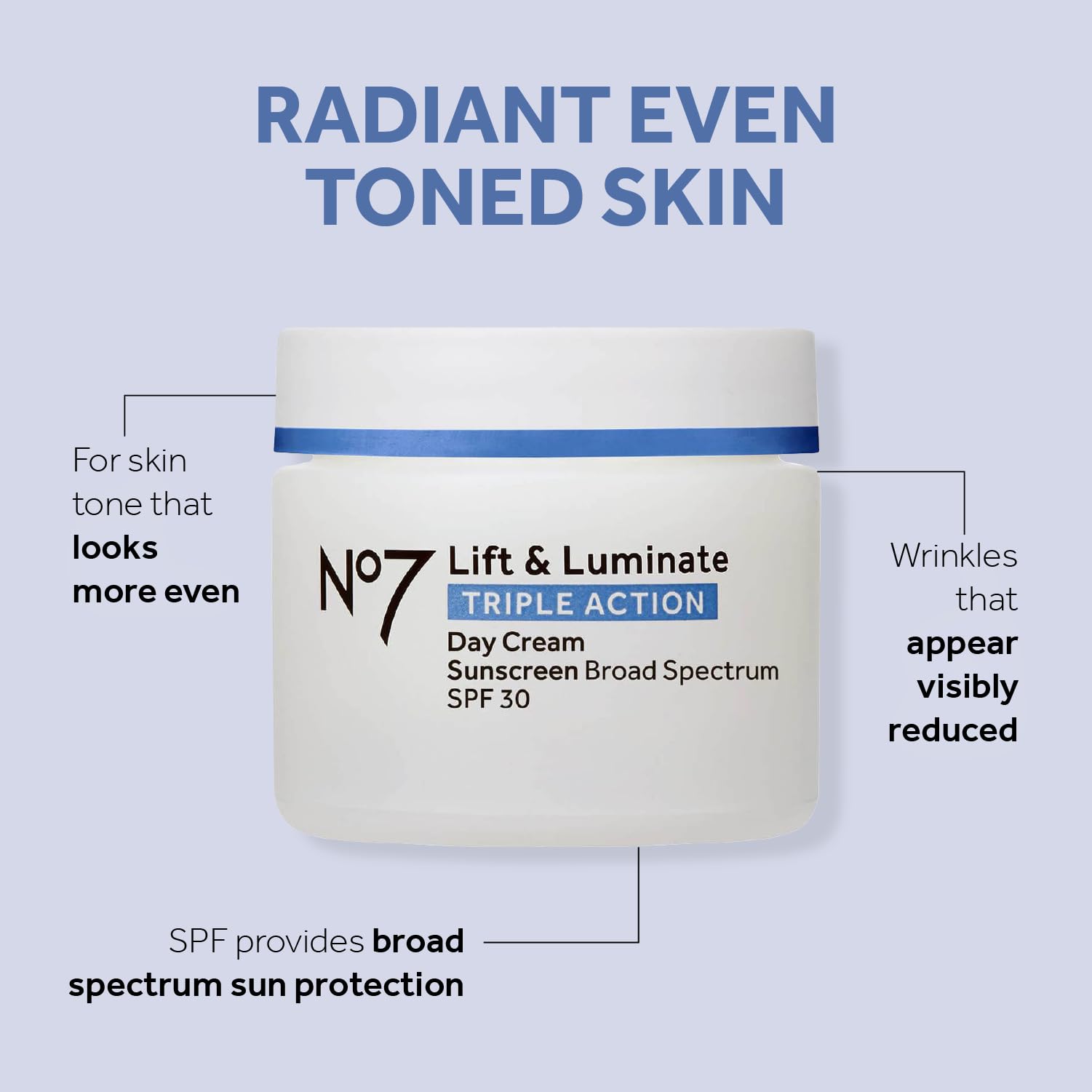 Crema de noche No7 Lift & Luminate con péptidos para cuidado nocturno.