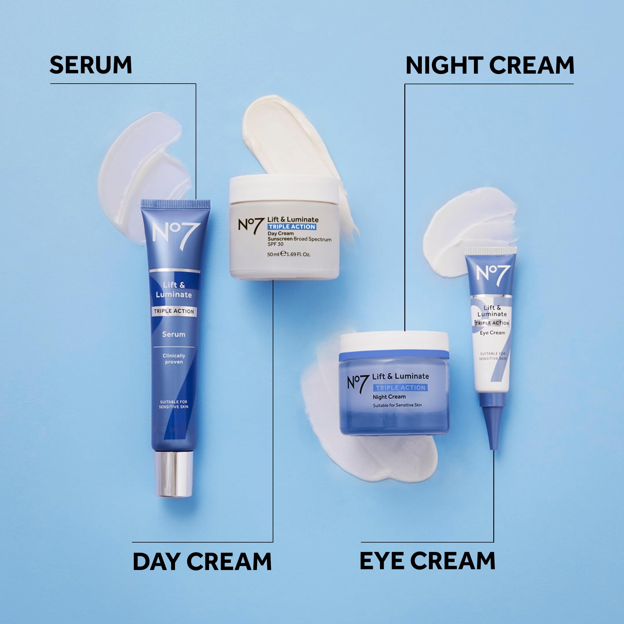 No7 Lift & Luminate crema de ojos, mejora elasticidad del contorno ocular.