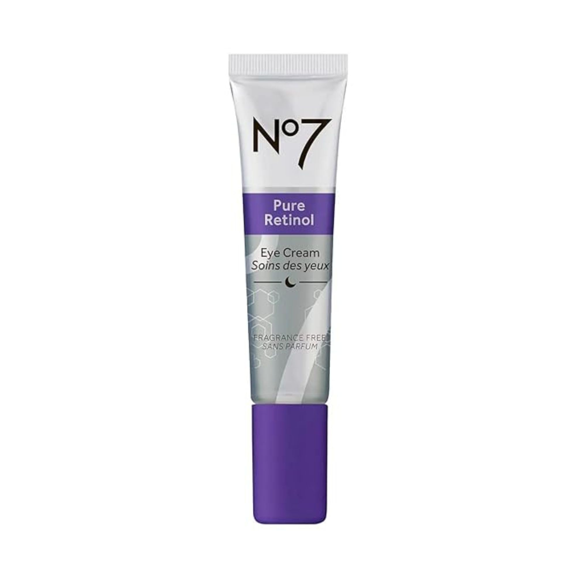No7 Pure Retinol para ojos: bote compacto para uso nocturno suave y práctico.