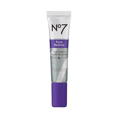 No7 Pure Retinol para ojos: bote compacto para uso nocturno suave y práctico.