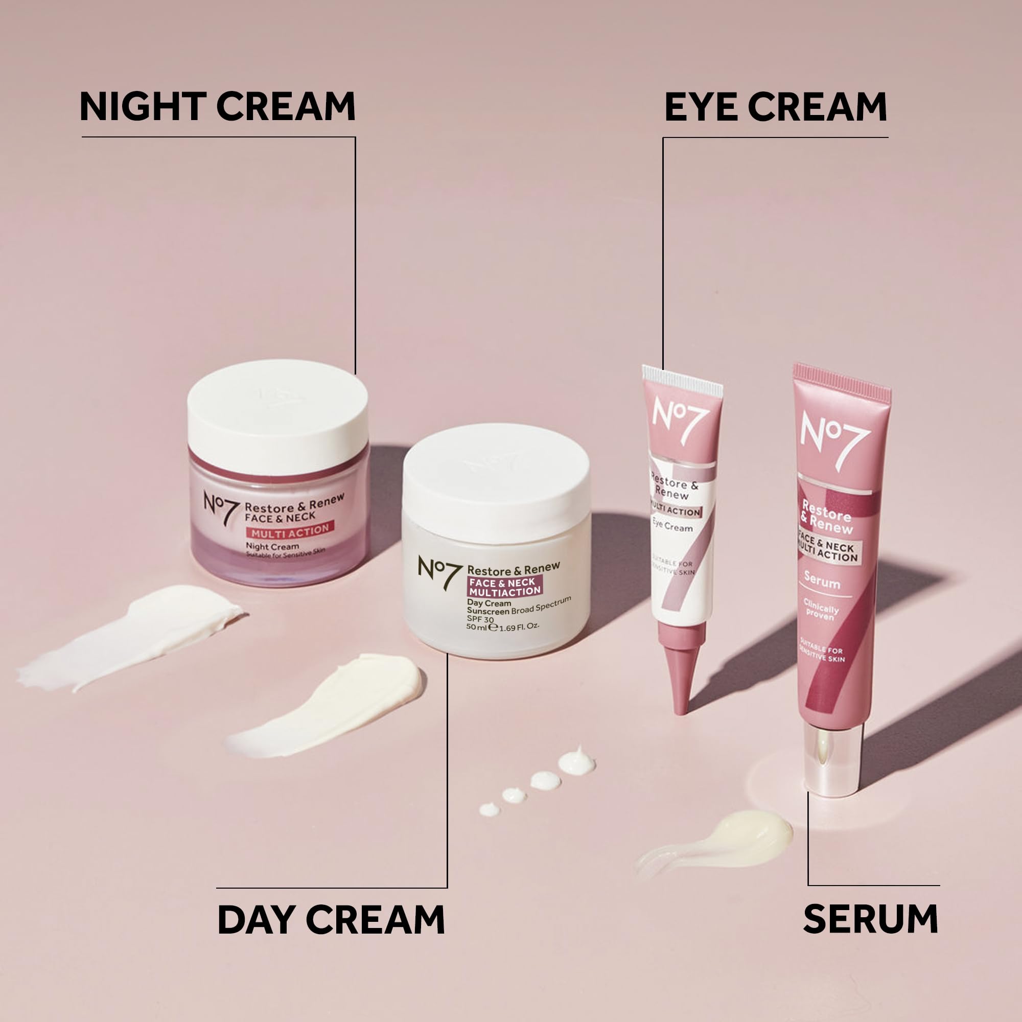No7 Restore & Renew night routine setup suggesting serene bedtime skincare ritual.