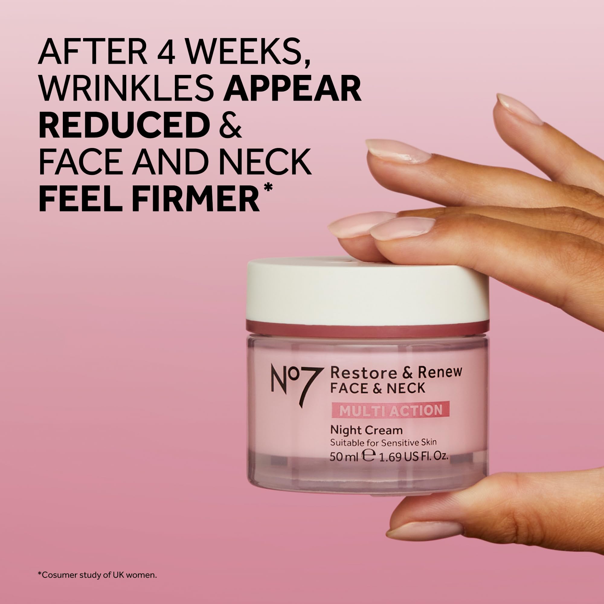 No7 night cream with shea butter ingredient emphasis on deep nourishment.