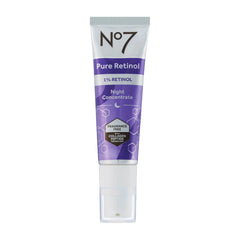 No7 Retinol Puro 1% en bote de 30 ml para uso nocturno.
