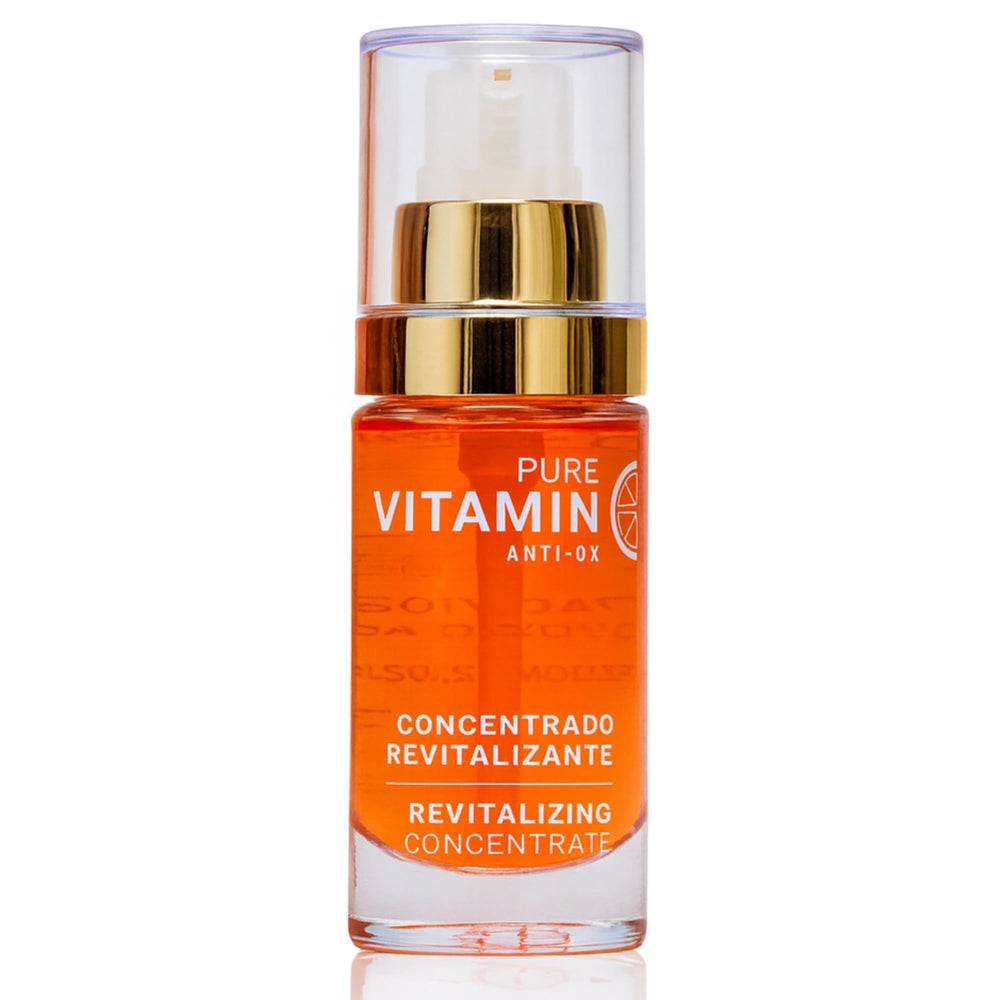 Noche Y Dia Serum Vitamina C, botella de vidrio sin agua, mantiene la potencia de los ingredientes.