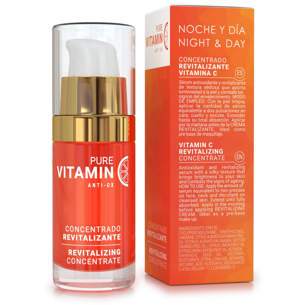 Noche Y Dia Serum Vitamina C, mejora la claridad y tono de la piel.