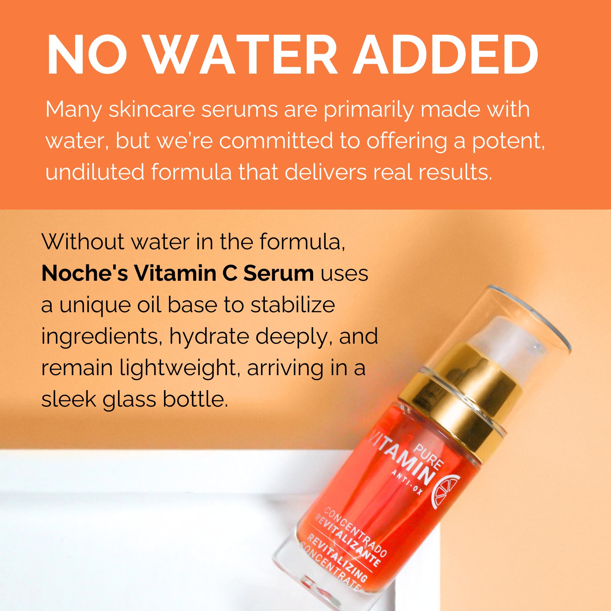 Noche Y Dia Serum Vitamina C, envase de cristal para proteger la fórmula.