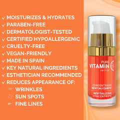 Noche Y Dia Serum Vitamina C, textura ligera que hidrata sin grasa.