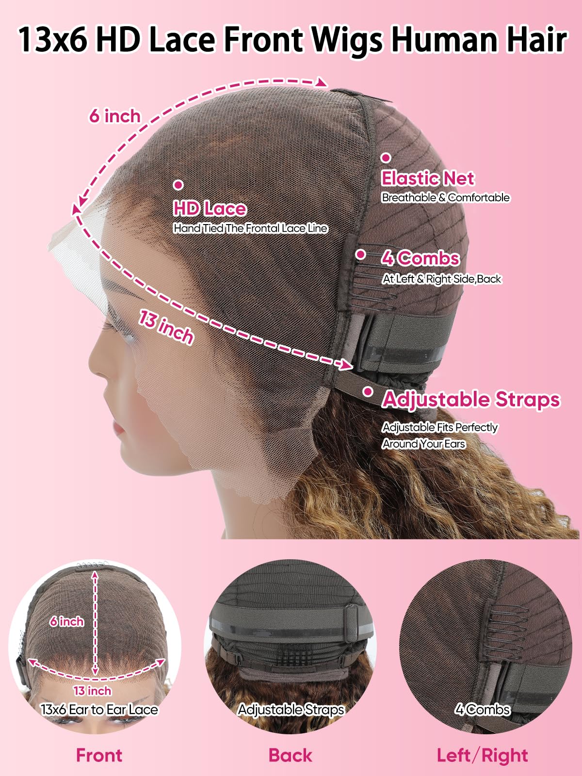 NOELLA gorra con 4 peines y ajuste cómodo