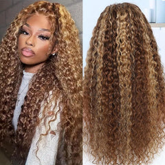 NOELLA peluca frontal encaje miel rubio ombre, 30 pulgadas, ondulado suave para look natural