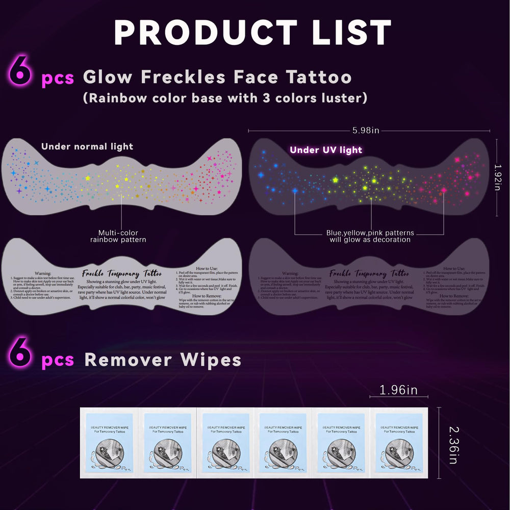 Noerrors pecas luminosas para festivales y fiestas con luz ultravioleta.