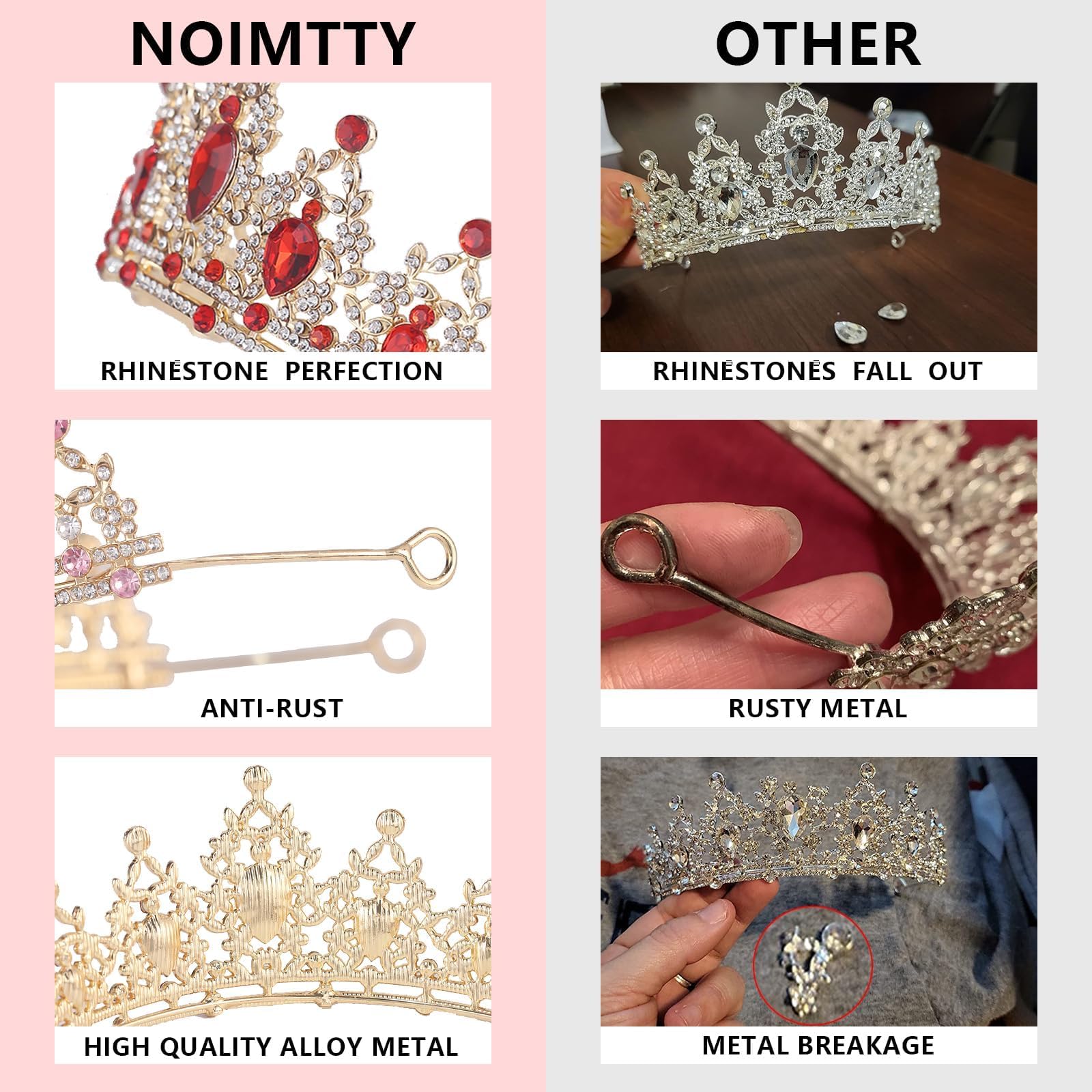 NOIMTTY tiara-bodas-cristales-brillantes: toque elegante para novias y celebraciones
