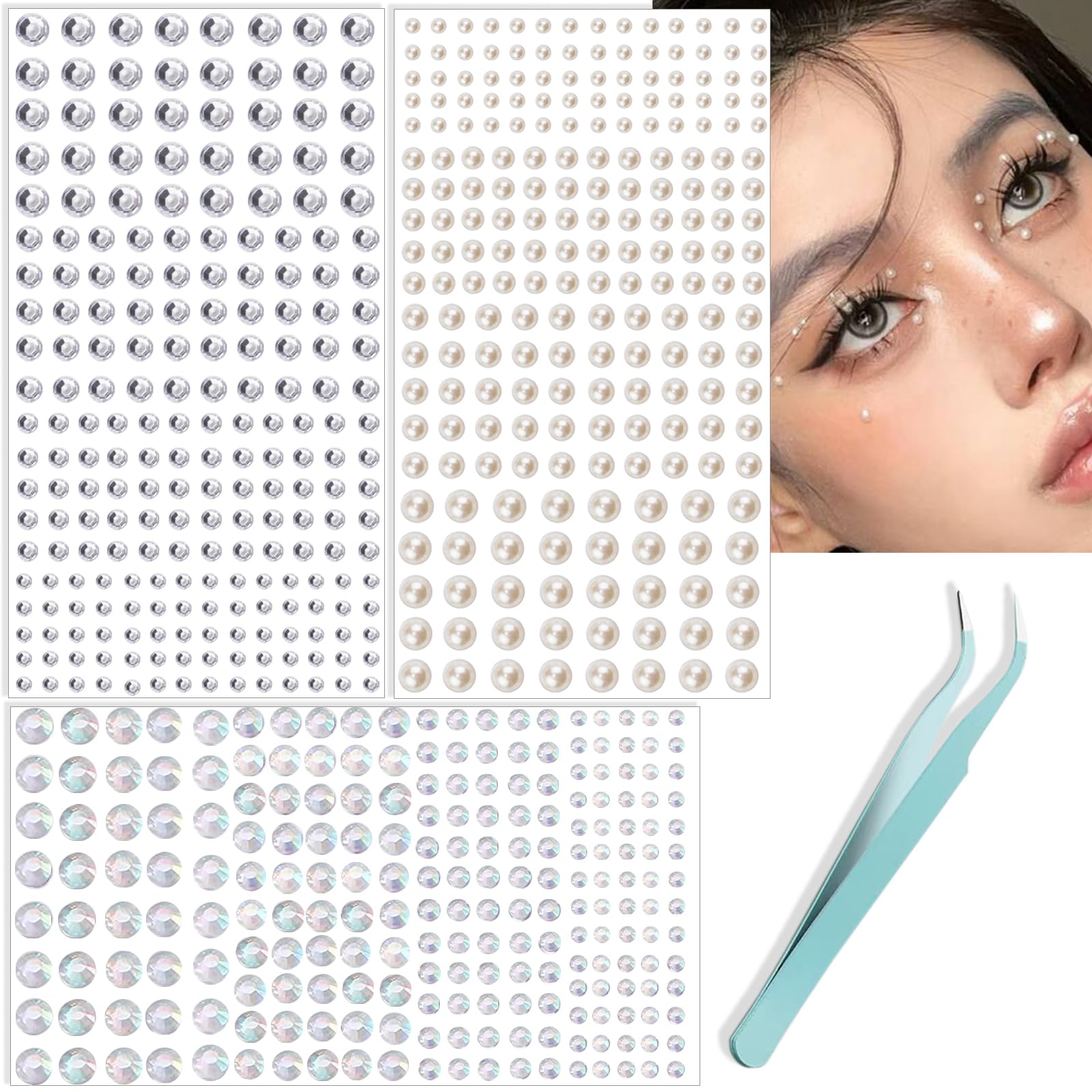 nooepc 660pcs gemas faciales de resina para maquillaje, ideal para destellos temporales