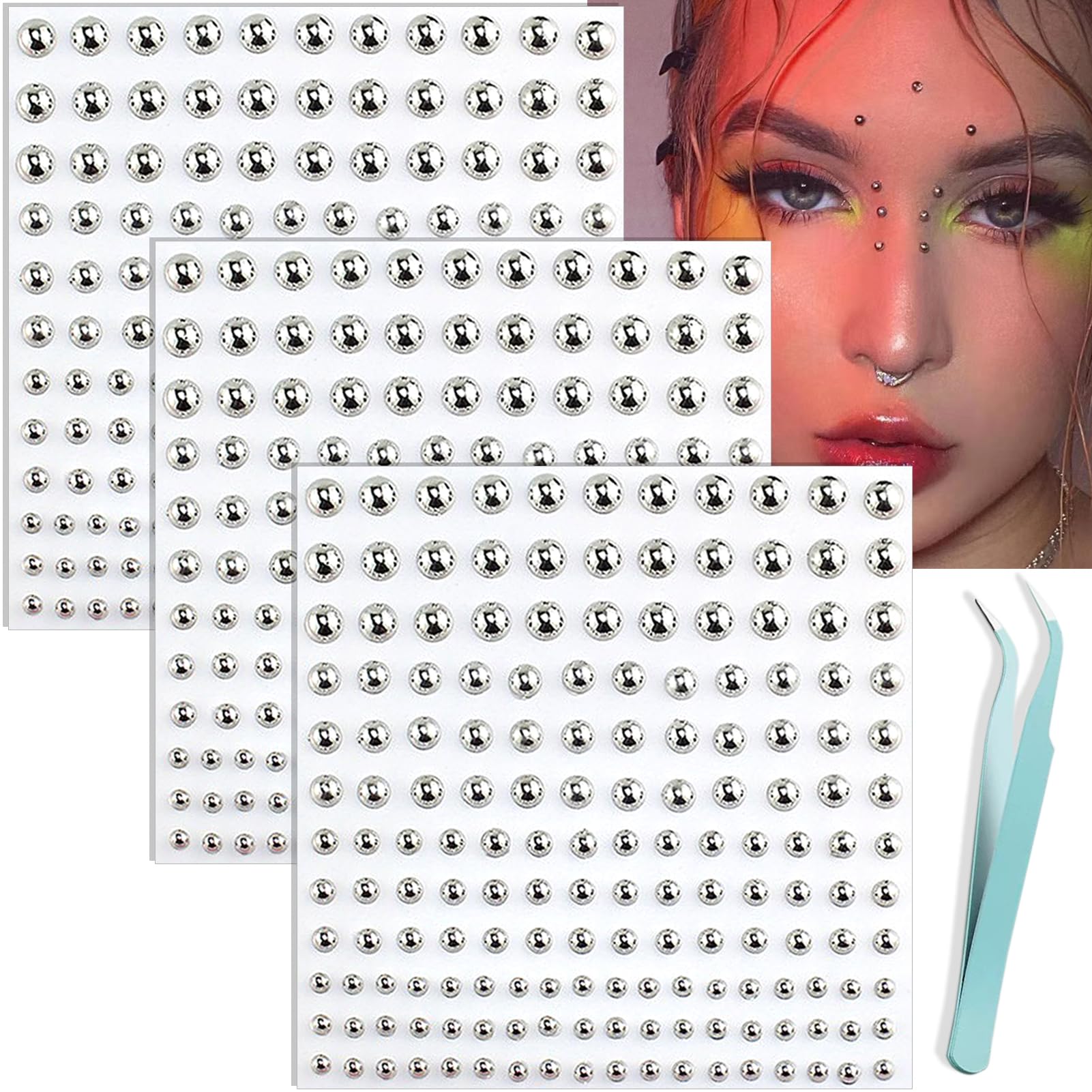 NOOEPC Gemas faciales: paquete de 3 hojas para looks brillantes y atrevidos
