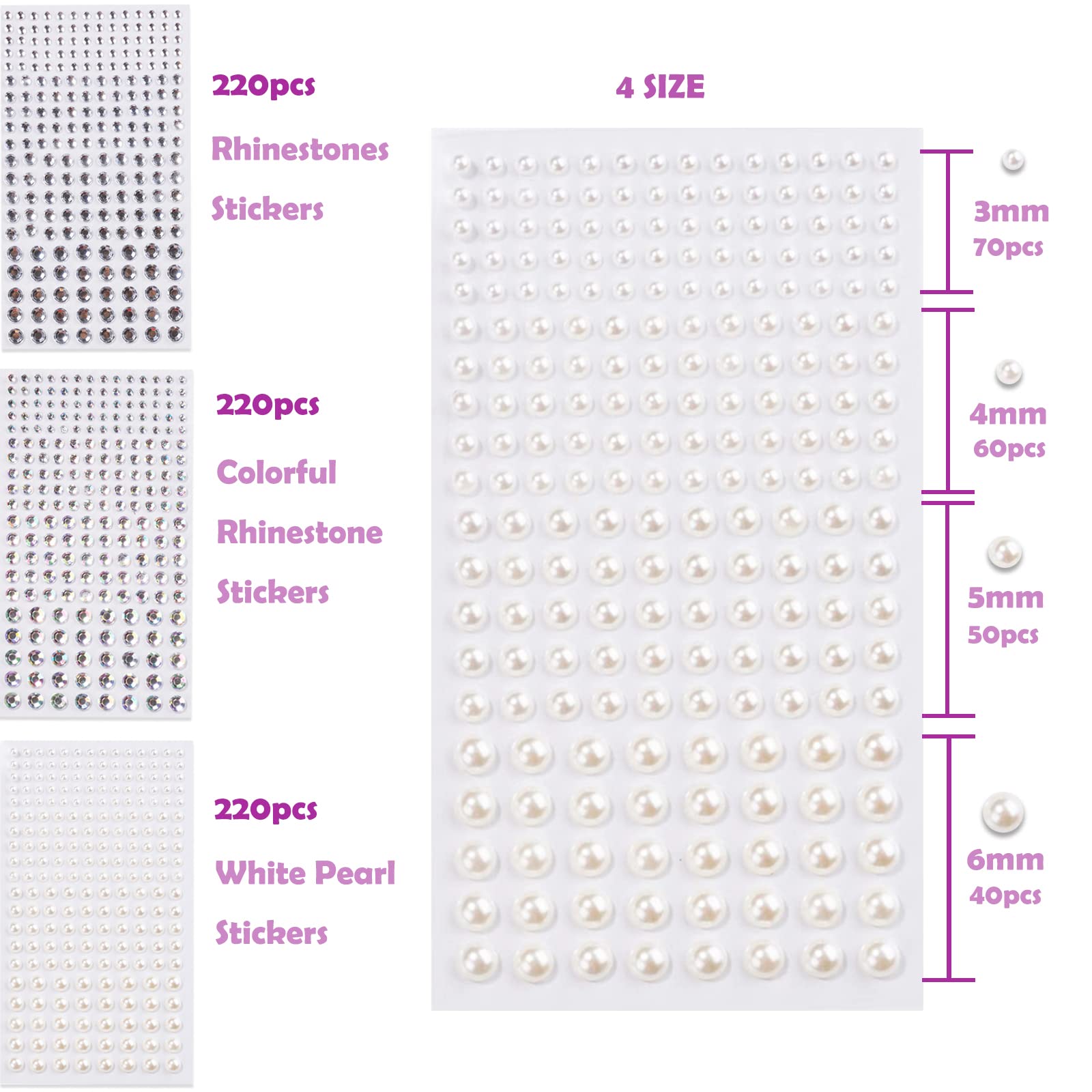 nooepc 6mm: gemas reutilizables con adhesivo para decoraciones fáciles